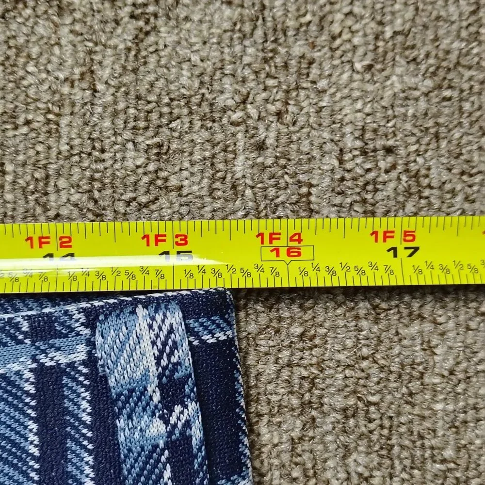 VINTAGE PLAID PANTS Men 31x32 Blue Polyester Flare Leg Slacks Retro Disco Style - Picture 6 of 8